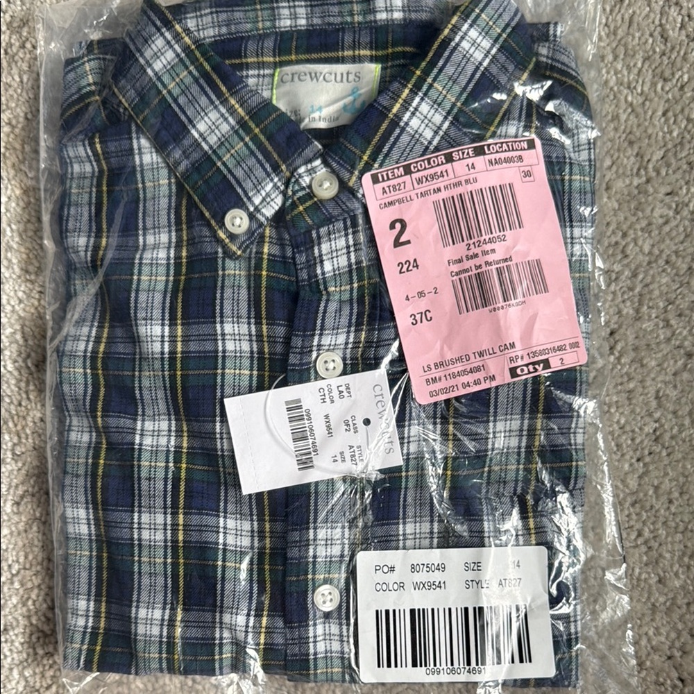Crewcuts Blue Plaid Kids Shirt